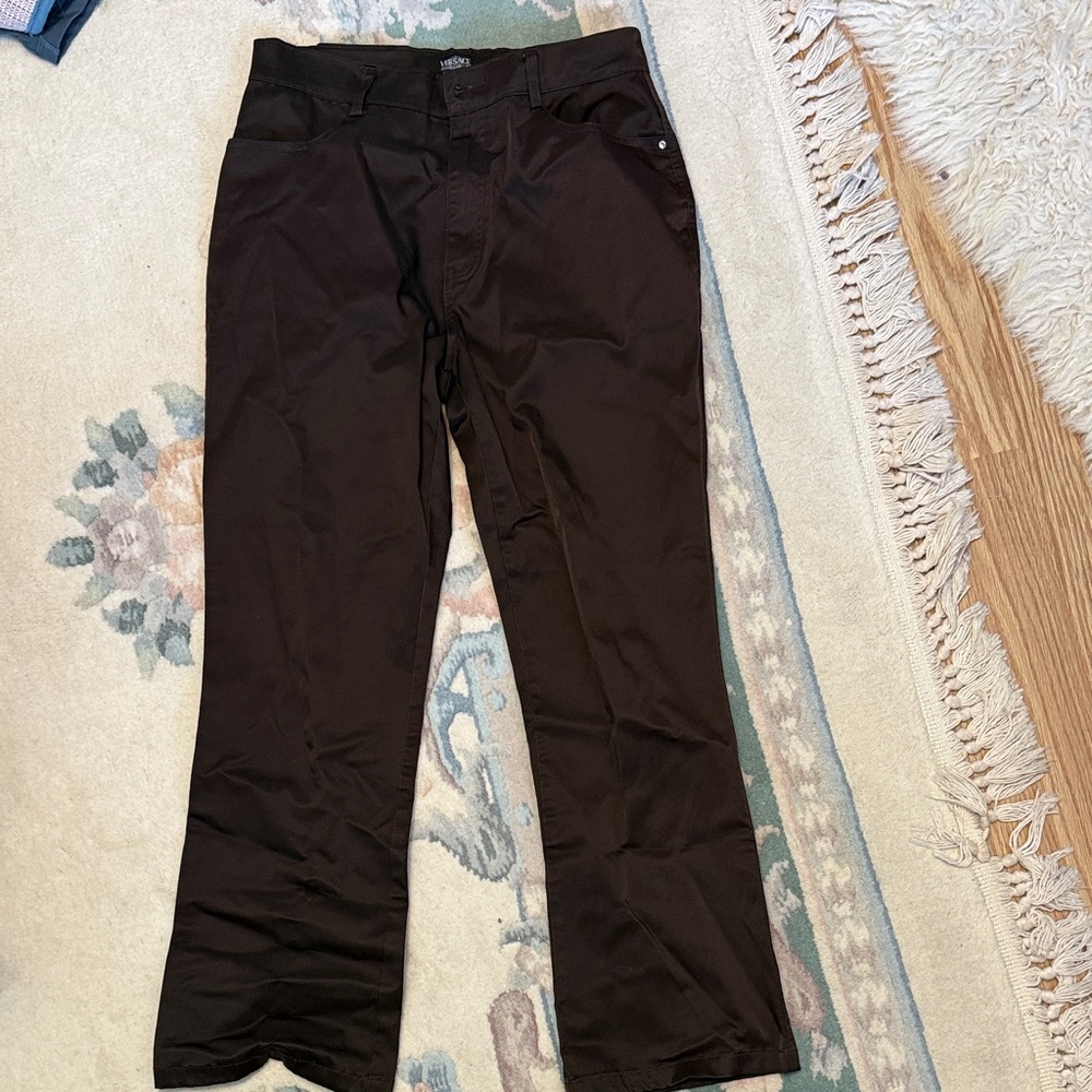 Versace satin dark brown pants
